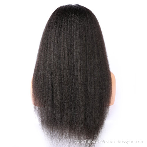 Raw indian hair pre plucked remy hair natural color kinky straight 6*6 lace front 100% virgin human hair wig